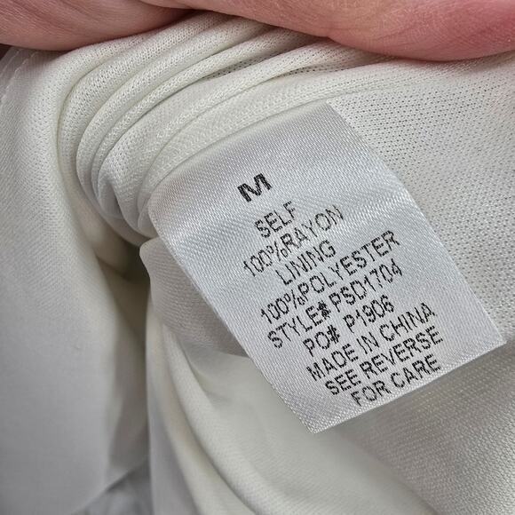 Polagram Women's Button Bodice Short Sleeve Striped Dress Cream Blue Size Medium - Picture 10 of 11